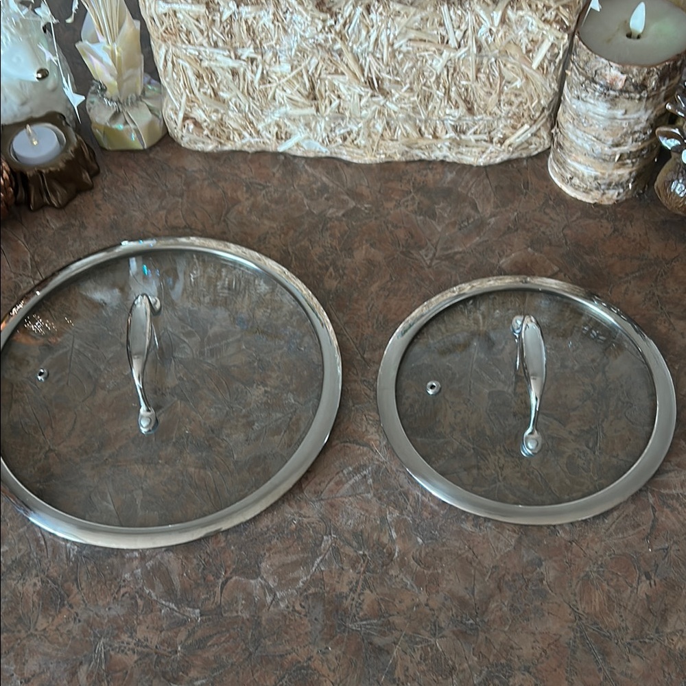 HEXCLAD Hybrid Cookware Lids Set of Two 8.5” and 11” Stainless Steel